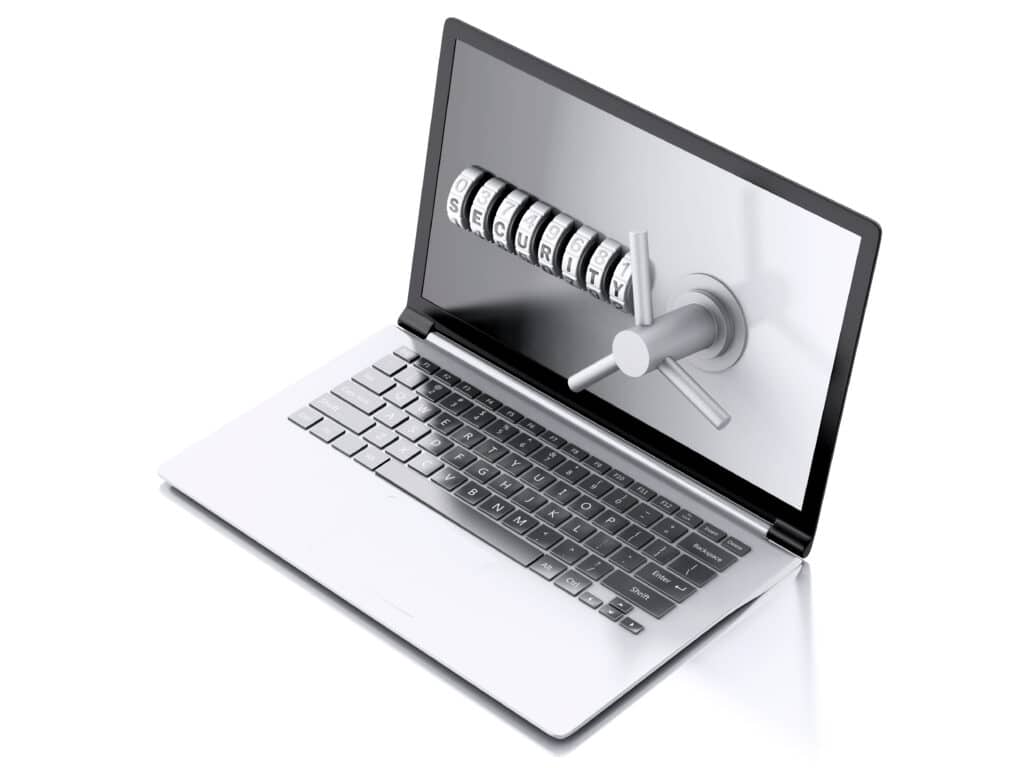 abstract secure Laptop Data security concept 3d - Nerds That Care